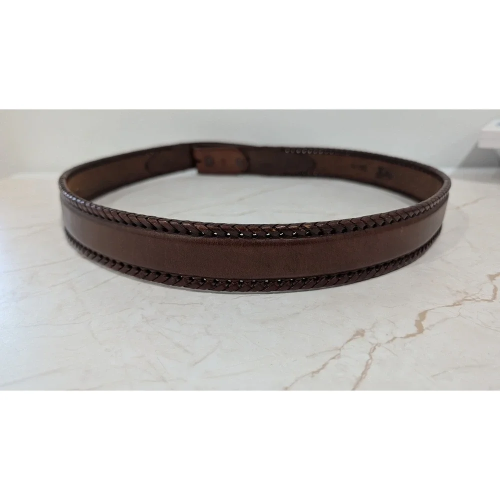 Justin Mens Brown Leather Western Belt Braided Edge 940BD Size 40